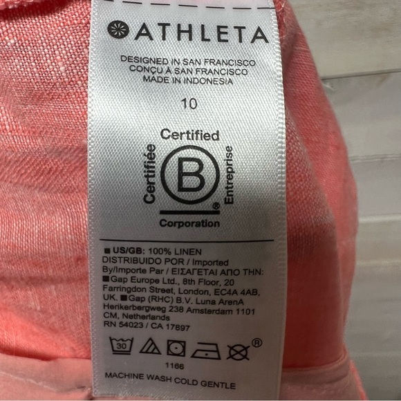 Athleta Pants Womens 10 Orange Persimmon Linen Retreat Joggers Zip Pockets - Picture 10 of 14